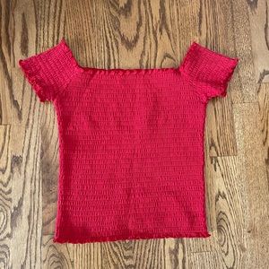 Red hollister off-the-shoulder tight shirt